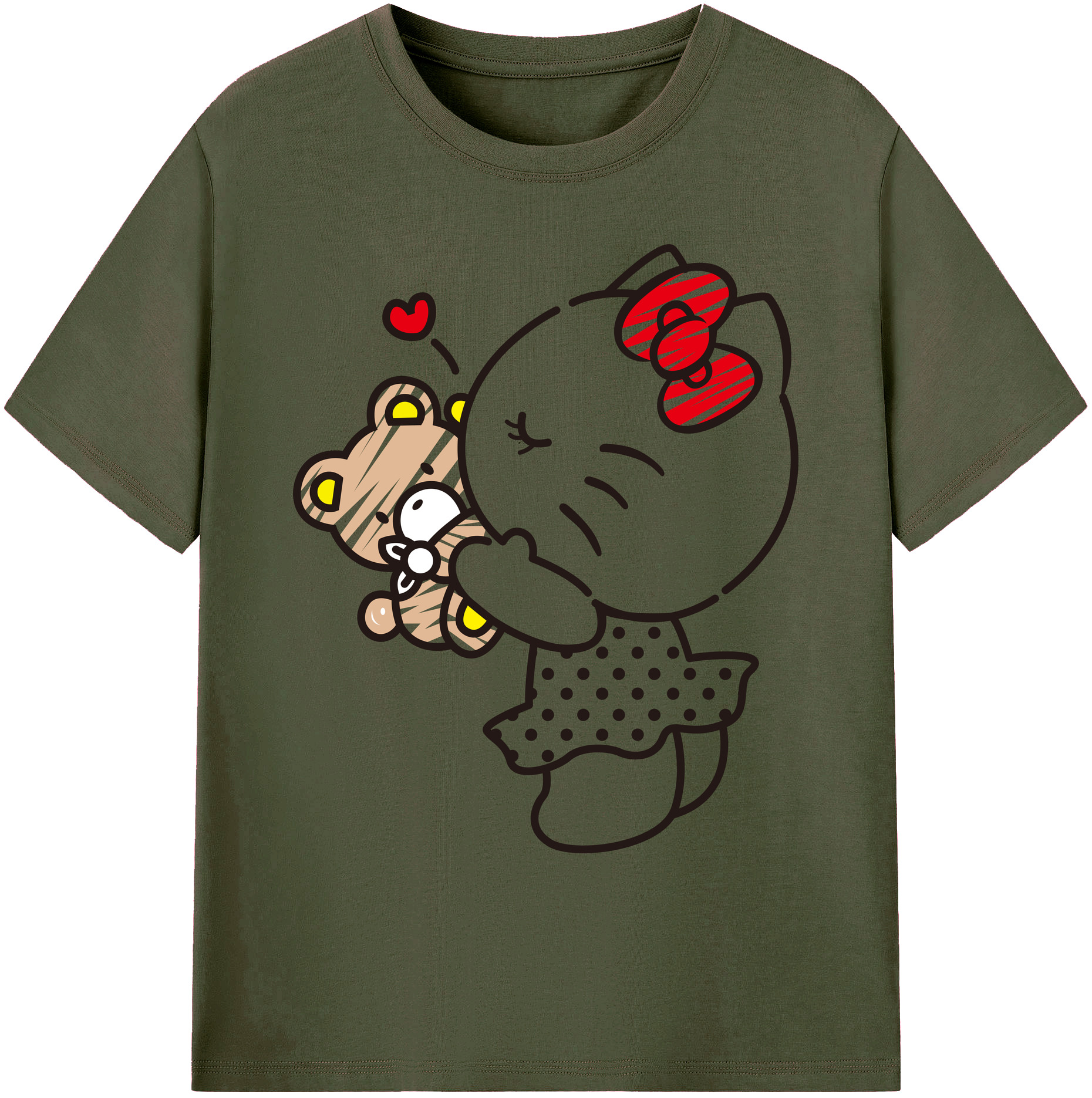 （画像用） Hello Kitty ハローキティ 綿100％ メンズ半袖Tシャツ｜肌触りやわらか＆通気性